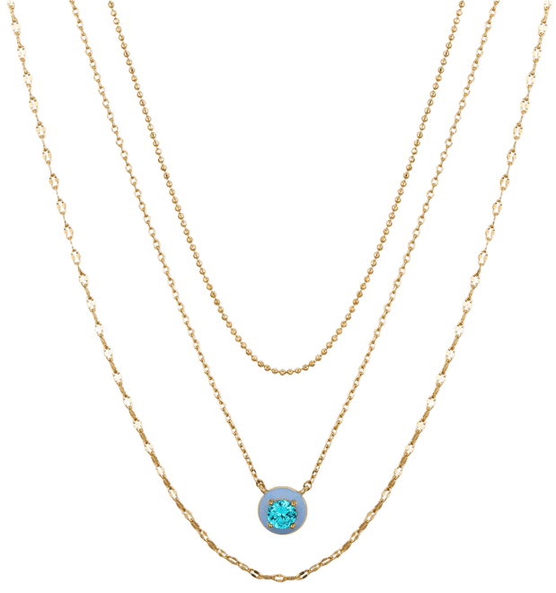 Blue Cubic Zirconia and Blue Enamel Pendant Layered Necklace Set