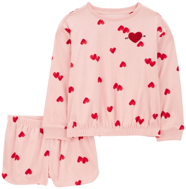 Girls 4-14 Carter's 2-Piece Heart Fleece Top & Bottoms Pajama Set