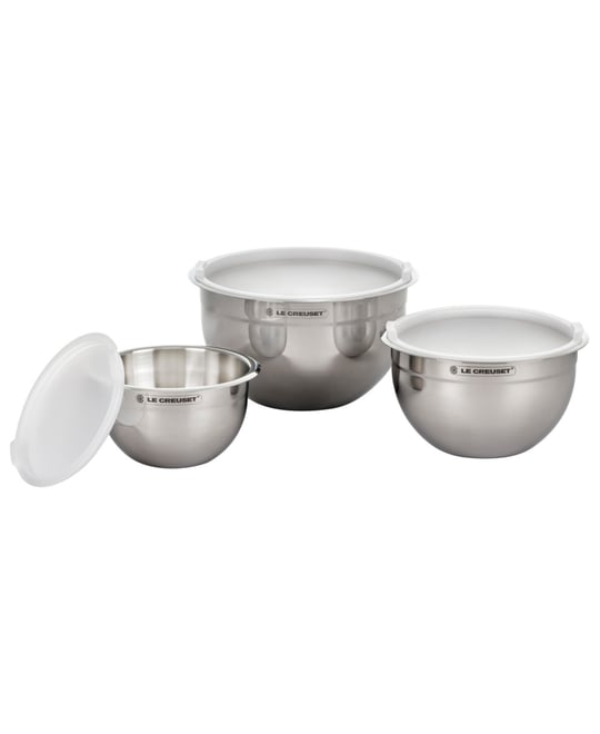 Set of 3 Stainless Steel Mixing Bowls with Lids