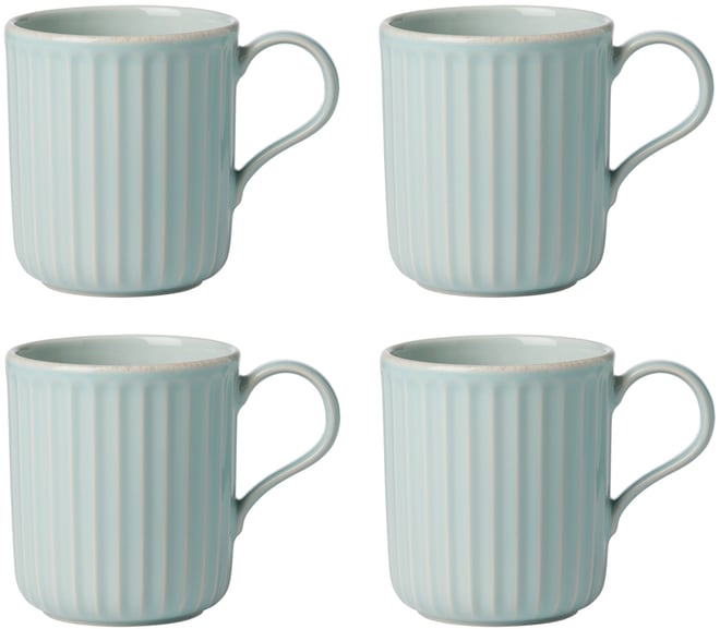 French Perle Scallop Mugs, Set of 4