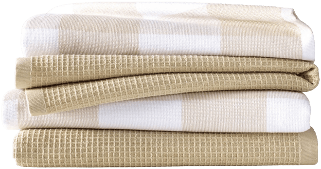 Jackson Plaid Waffle Weave Kitchen Towel, Set of 4