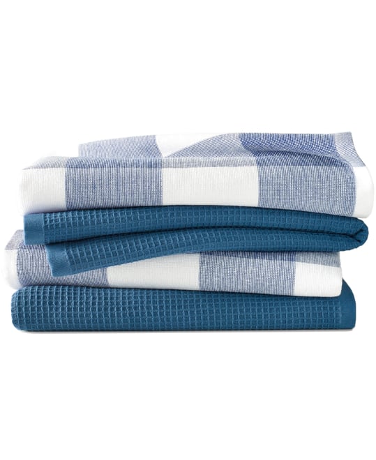 Jackson Plaid Waffle Weave Kitchen Towel, Set of 4
