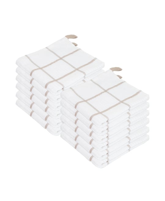 Premier Cotton Dishcloths (12 Pack), Striped Windowpane Pattern, 100% Cotton, 13x13 Absorbent Kitchen Cleaning Dish Towels