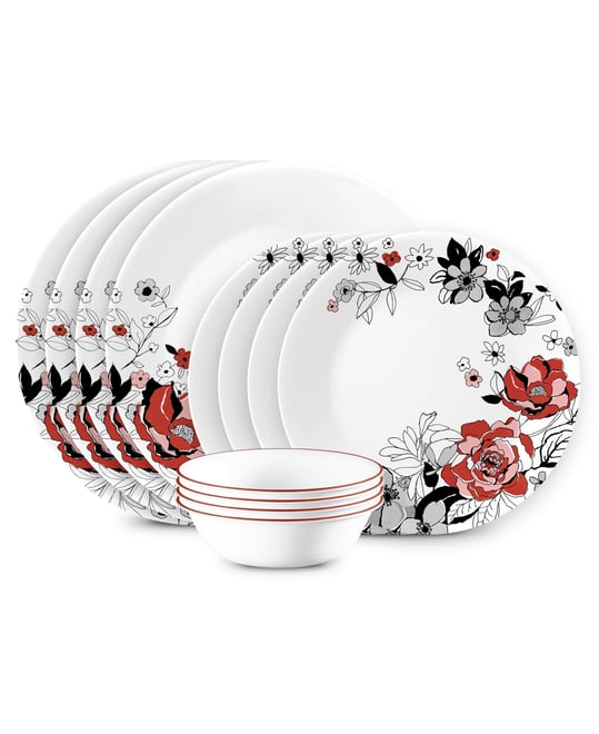 Corelle Vitrelle Chelsea Rose 12 Piece Dinnerware Set Service for