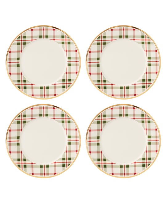 Holiday Plaid Dinner Plates, Set of 4