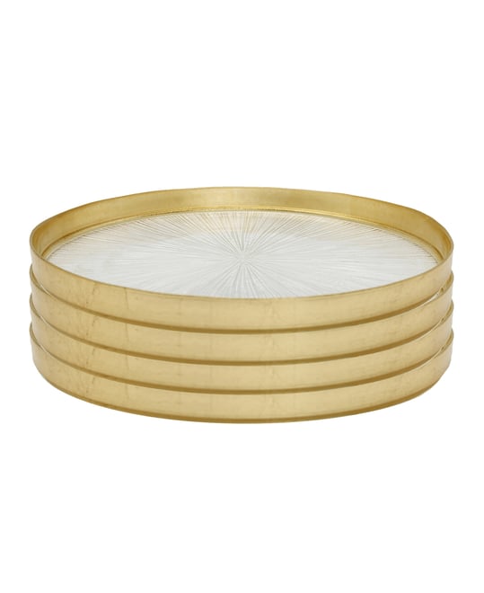 11" Crystal Glass Dinner Plates with Gold Border 4 Piece Set, Service for 4