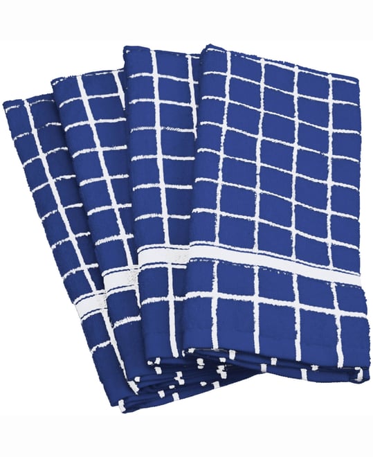 Solid Windowpane Terry Dishtowel, Set of 4