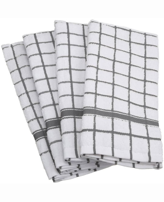 Solid Windowpane Terry Dishtowel, Set of 4