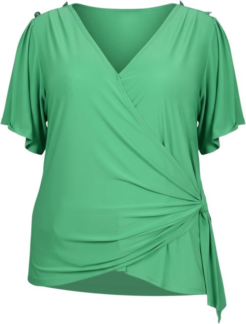 Plus Size Short Sleeve Wrap Top