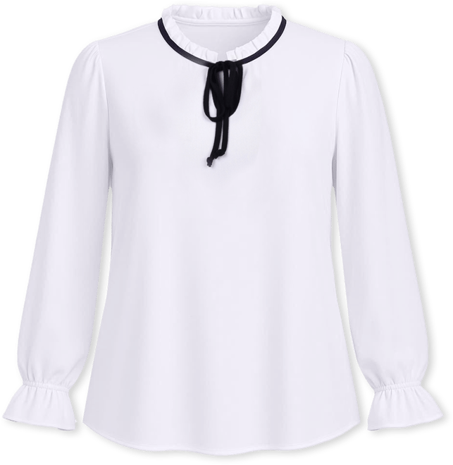 Plus Size Long Sleeve Tie Neck Top