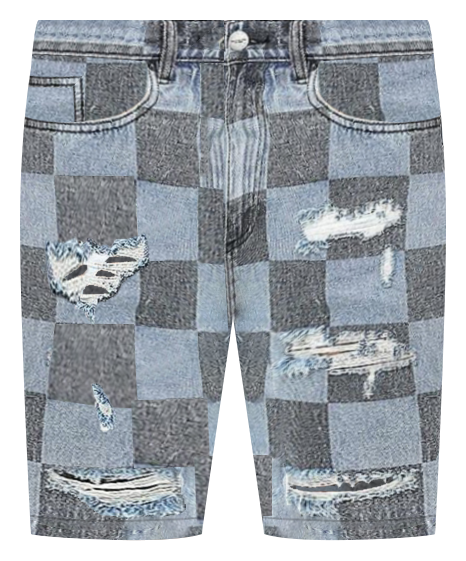Men's Vintage-like Checks Denim Shorts