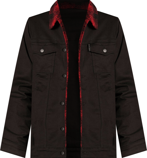 Men's Tartan Faux Sherpa Denim Jacket