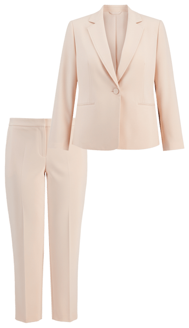 Plus Women's Notched-Lapel Blazer Pants Suit Set