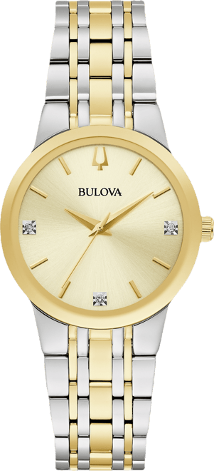 Women's Modern Diamond Accent Two-Tone Stainless Steel Bracelet Watch 30mm