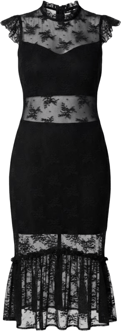 Women's Illusion Lace Midi Dress