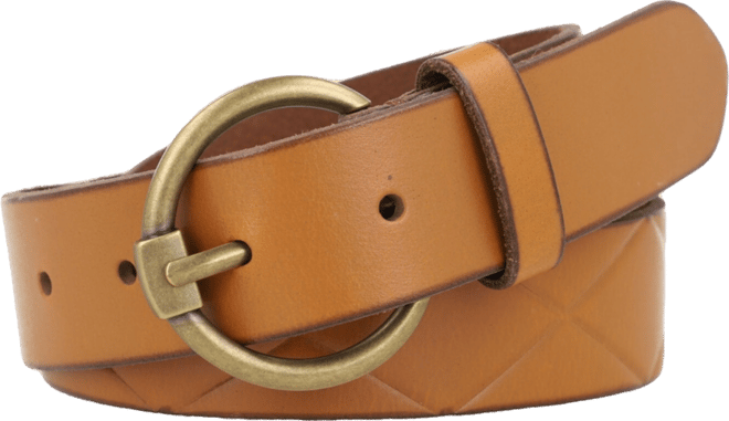 Diamond-Embossed Leather Belt