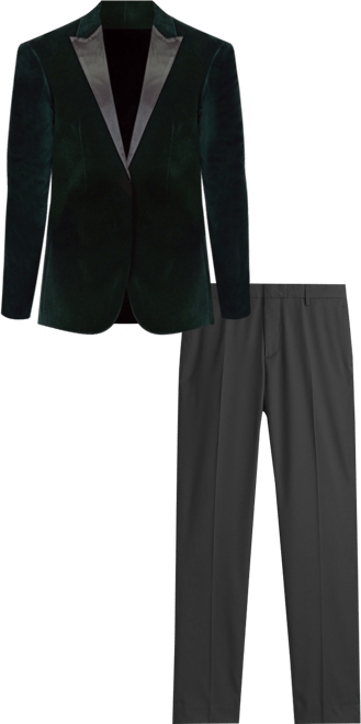 Men's 2-Piece Velvet Birdseye Lapel Slim-Fit Tuxedo