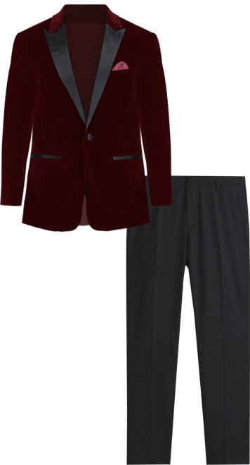 Men's 2-Piece Velvet Birdseye Lapel Slim-Fit Tuxedo