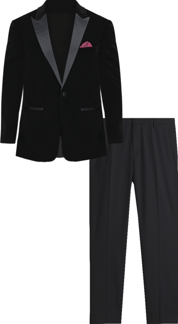 Men's 2-Piece Velvet Birdseye Lapel Slim-Fit Tuxedo