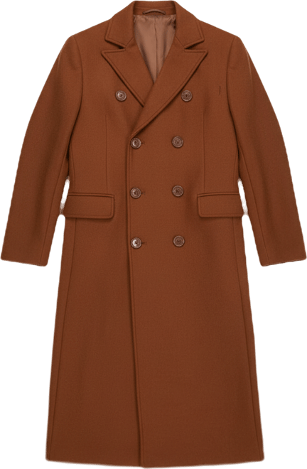 Big & Tall Double-Breasted Knee Length Wool Blend Three Button Long Overcoat Top Coat