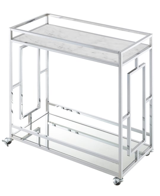 29.25" Chrome Town Square Mirrored Bar Cart