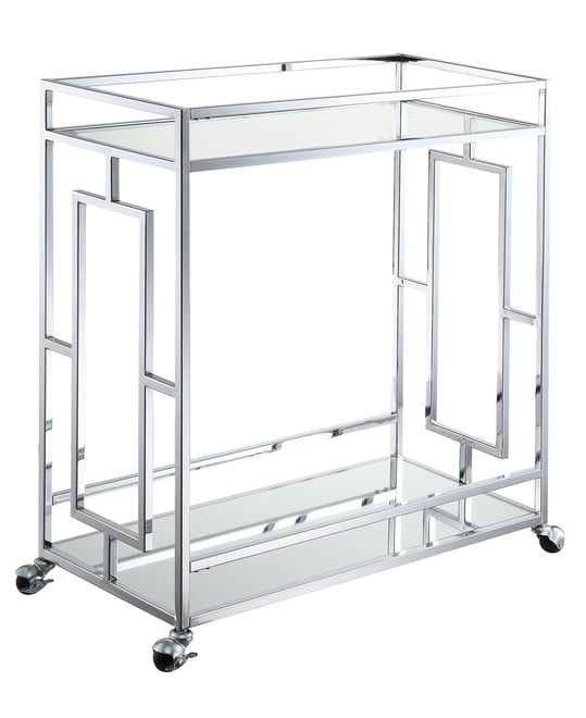 29.25" Mirror Town Square 2 Tier Bar Cart