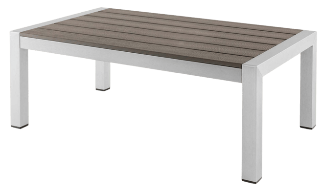 Patio Aluminum Coffee Table Outdoor Rectangular Cocktail Accent Table Garden