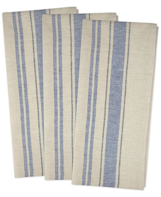 Chambray French Stripe Woven Dishtowel, Set of 3