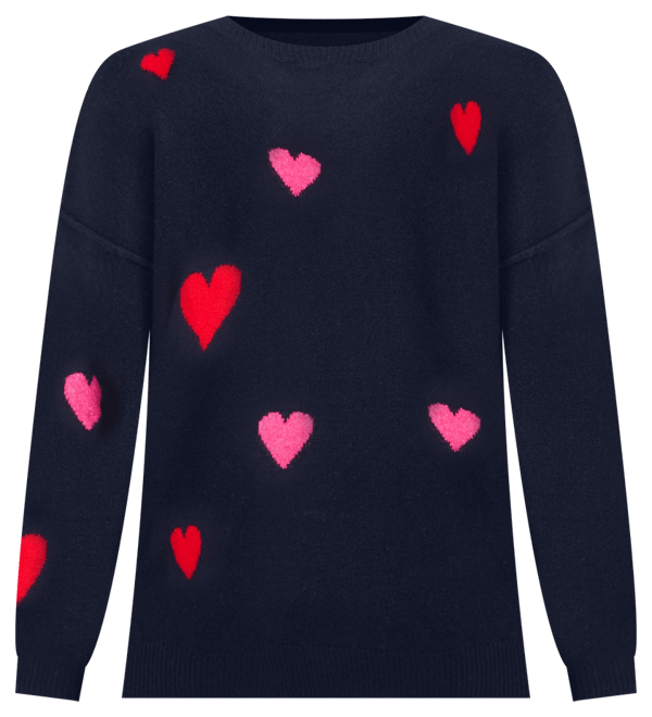 CeCe Women's Valentine's Crewneck Heart-Print Long-Sleeve Sweater