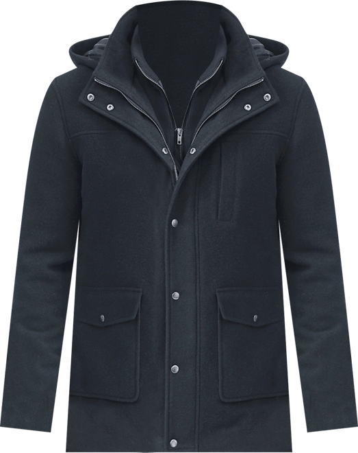 Men's Men Kenneth Wool Blend Car Coat with Bib