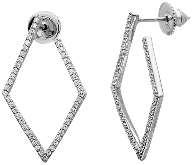 Silver-Tone Geometric Wrap Around Hoop Earrings, 1"