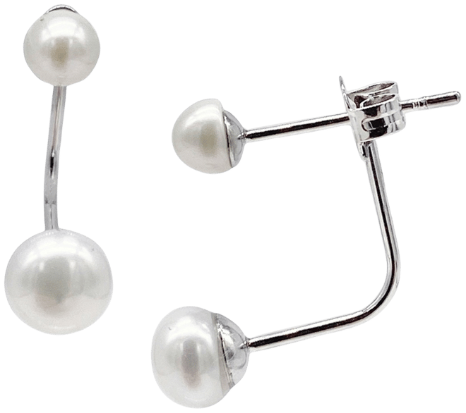 Silver-Tone Freshwater Pearl (4-6mm) Jacket Earrings