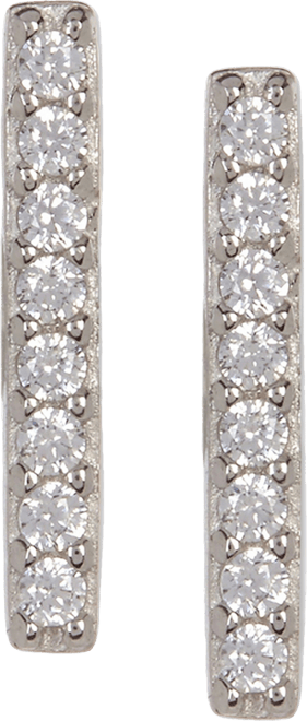 Silver-Tone Crystal Bar Stud Earrings