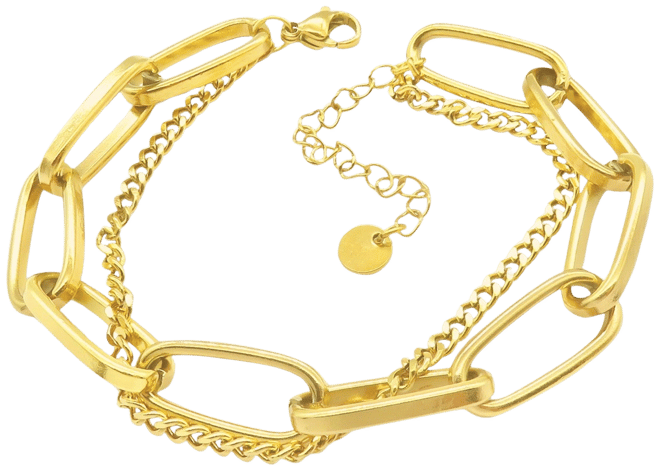 14k Gold-Plated Oversized Paperclip Mixed Chain Bracelet