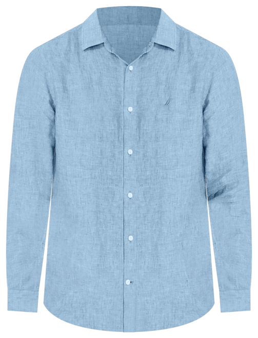 Men's Classic-Fit Long-Sleeve Button-Up Solid Linen Shirt