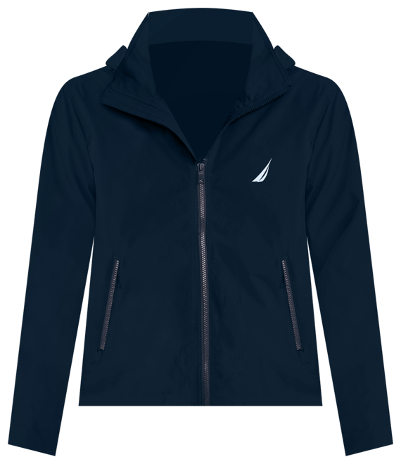 Men's Classic Rainbreaker Hooded Zip-Front Lightweight Jacket