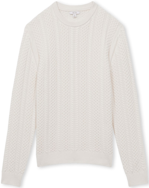 REISS Arlington Slim Fit Cable Knit Crewneck Sweater