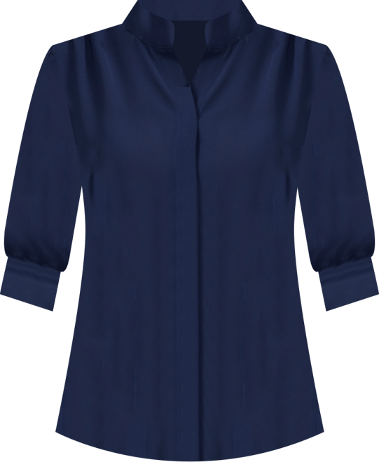 Women's 3/4-Sleeve Collared Button Down Top