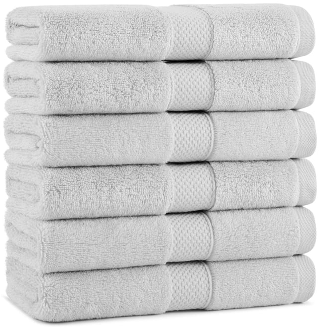 Aston & Arden Egyptian Cotton Luxury Hand Towels (Pack of 6), 600GSM, Seven Color Options, Jacquard Dobby Border, 16x30