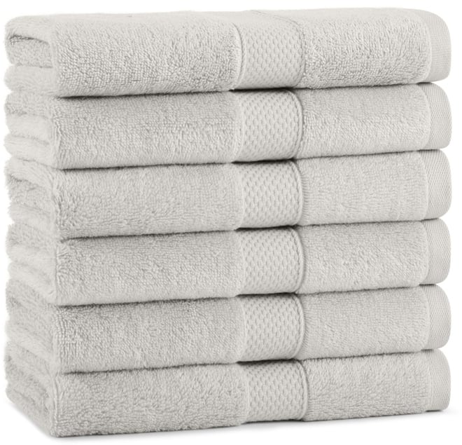 Aston & Arden Egyptian Cotton Luxury Hand Towels (Pack of 6), 600GSM, Seven Color Options, Jacquard Dobby Border, 16x30