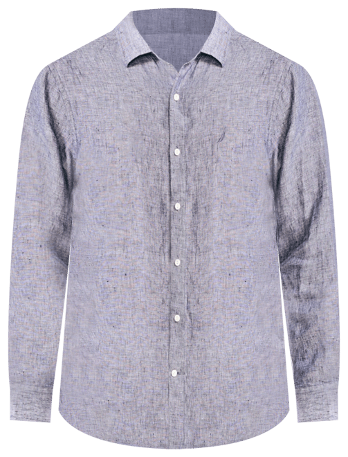 Men's Classic-Fit Long-Sleeve Button-Up Solid Linen Shirt