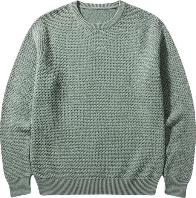 Men's Sage Green Textured Knit Pullover Sweater