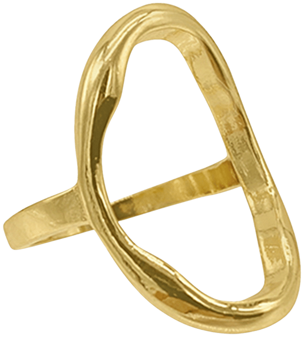 Gold-Tone Open Hammered Oval Ring