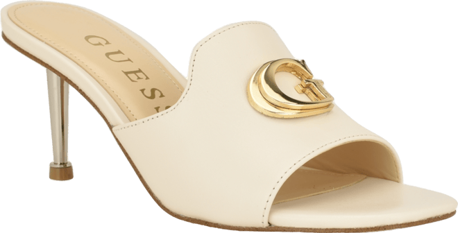 GUESS Women s Snapps Logo Embellished Mule Heel Sandals Macy s