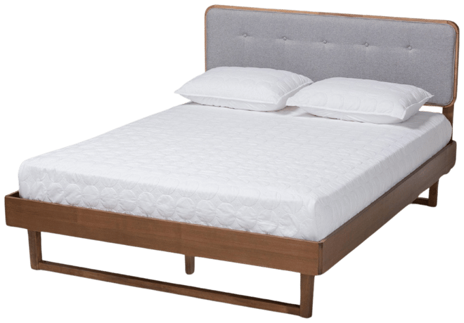 Natalia Mid-Century Modern Fabric Upholstered Queen Size Platform Bed