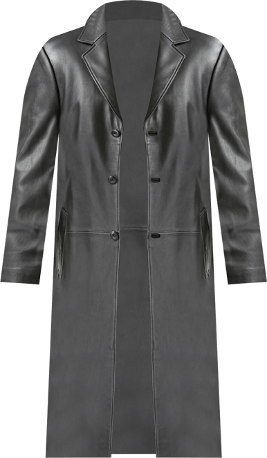 Men Classic Leather Long Walking Coat