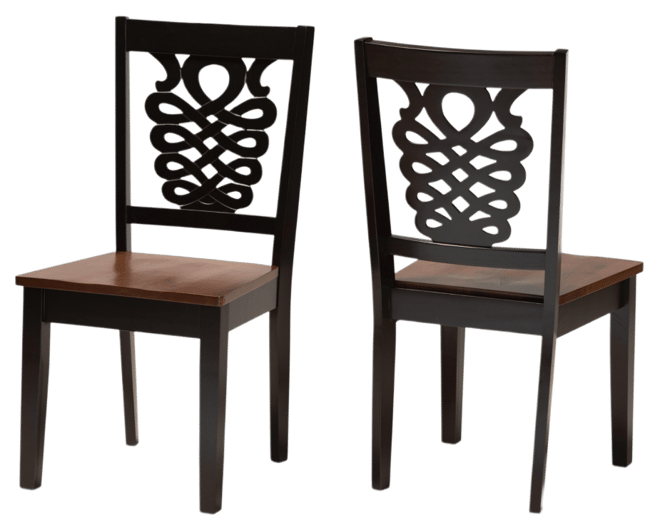Gervais Modern and Contemporary Transitional 2-Piece Two-Tone Dark and Finished Wood Dining Chair Set