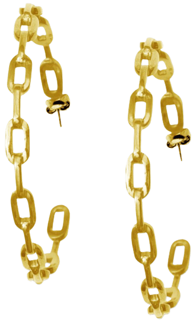 14k Gold-Plated Large Link Hoop Earrings, 2.5"