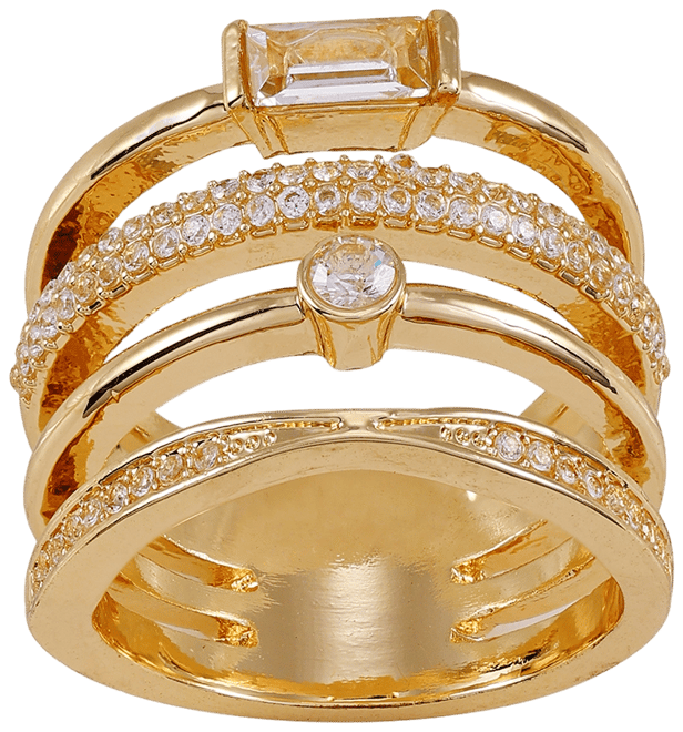 Gold-Tone Four Row Statement Ring