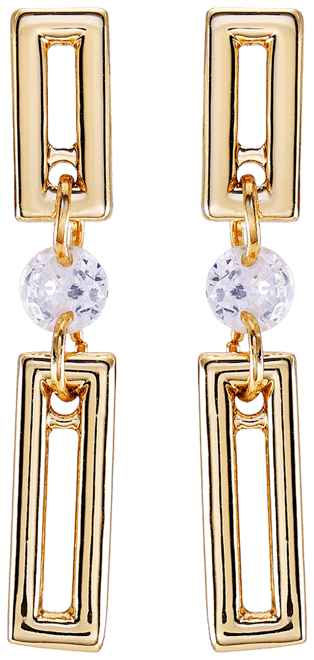 Gold-Tone Clear Glass Stone Dainty Drop Earrings